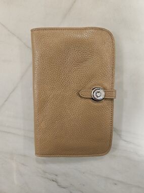 Genuine Pebble Leather Dogon Style Wallet Camel Tan